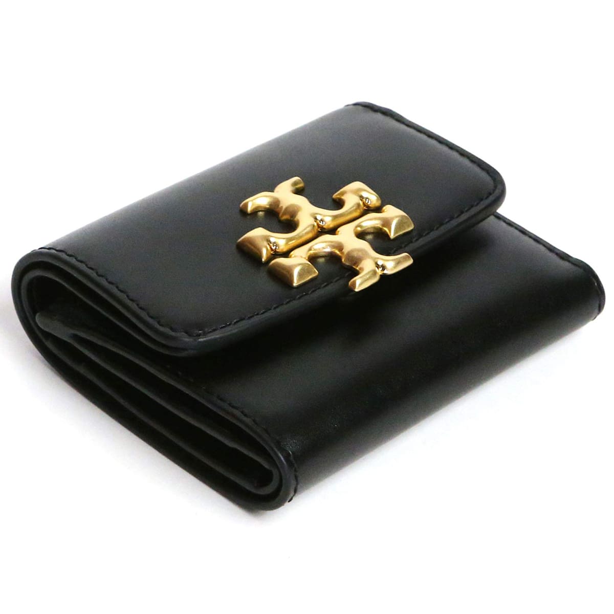 Tory Burch Black Leather Women’s Mini Wallet with Gold Logo