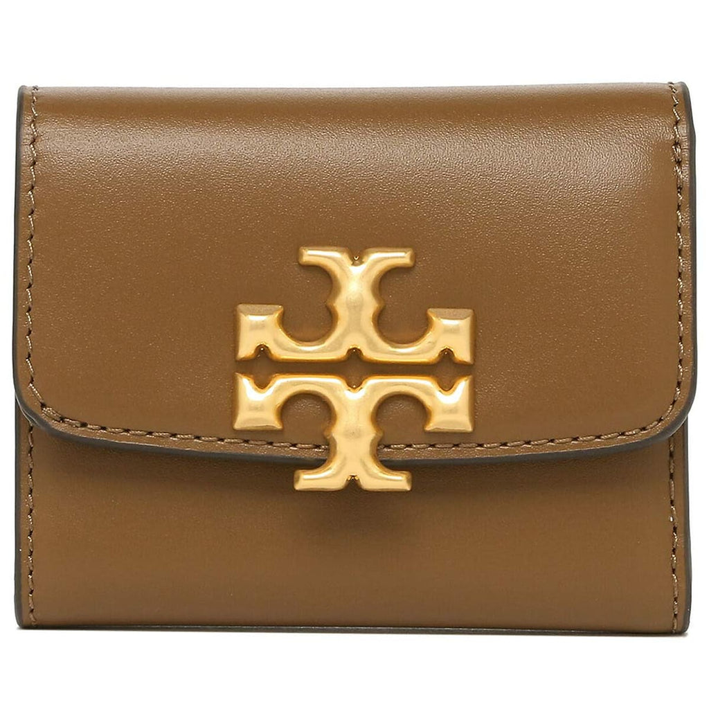 Tory Burch Tan Camel Leather Women’s Mini Wallet with Gold Logo