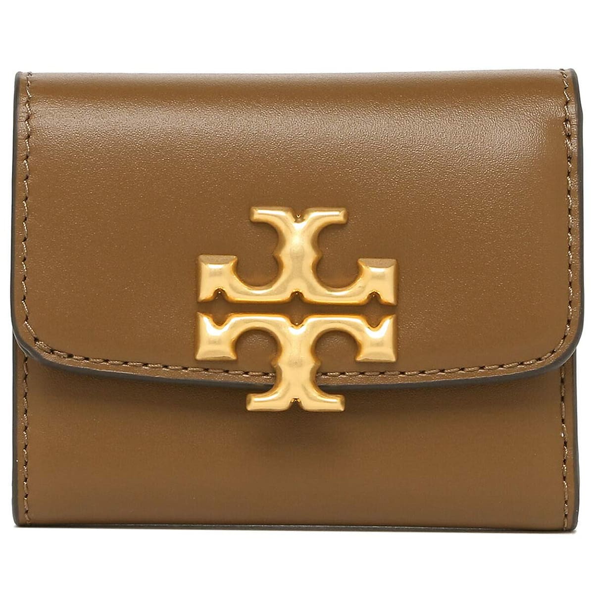 Tory Burch Tan Camel Leather Women’s Mini Wallet with Gold Logo