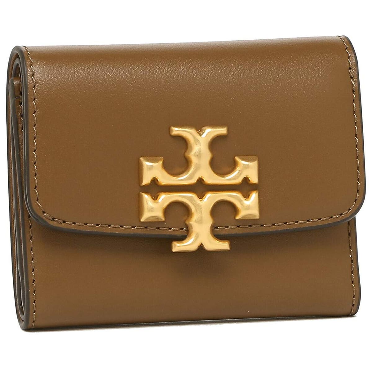 Tory Burch Tan Camel Leather Women’s Mini Wallet with Gold Logo