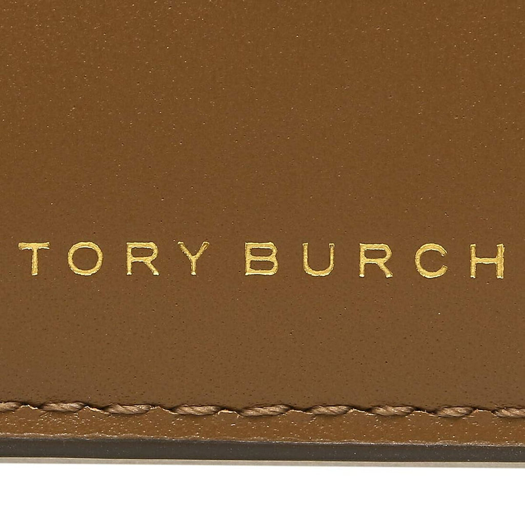 Tory Burch Tan Camel Leather Women’s Mini Wallet with Gold Logo