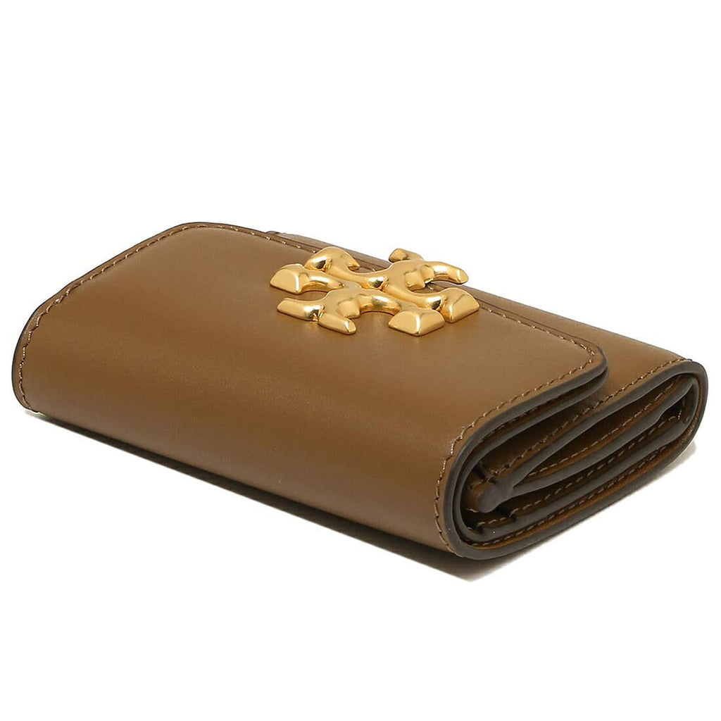 Tory Burch Tan Camel Leather Women’s Mini Wallet with Gold Logo